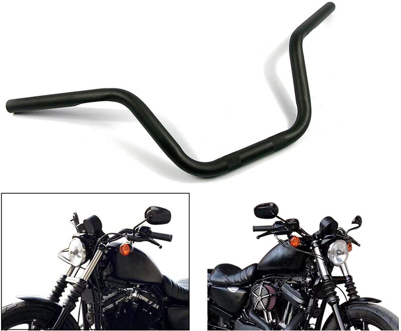 COBIKE Motorcycle Hanger 1 inch 25mm Ace Cafe Racer Clubman Handlebar Handle bars handlebars Bar compatible with Harley Sportster XL883 XL1200(Black) - Image 1
